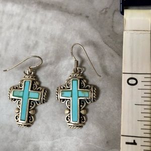 Sterling silver cross earrings
